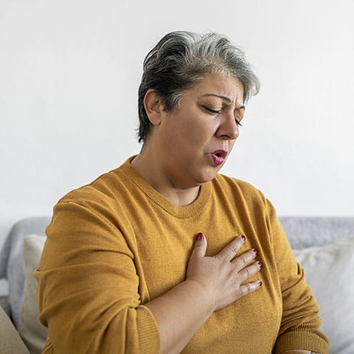 woman with chest pain